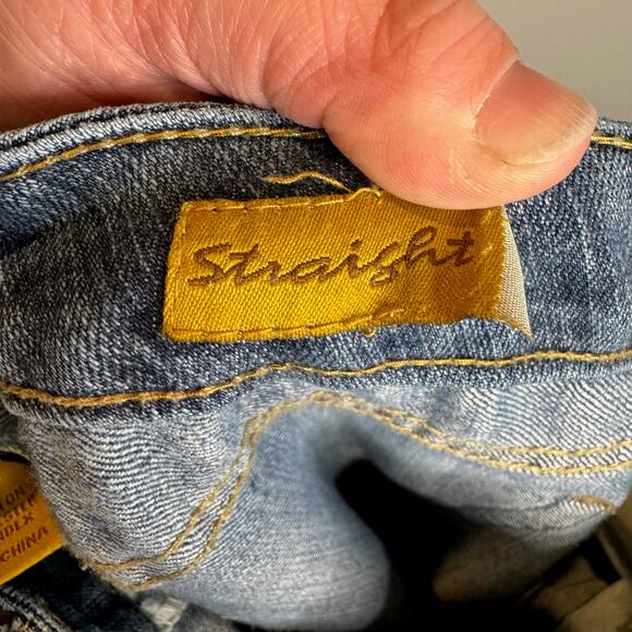 7 For All Mankind Jeans Women's 12 Blue Medium Wash Straight Distressed - Picture 8 of 9